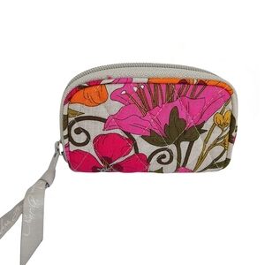 Vera Bradley Mini Zip Case Coin Purse With Cord Wrap Retired Floral
